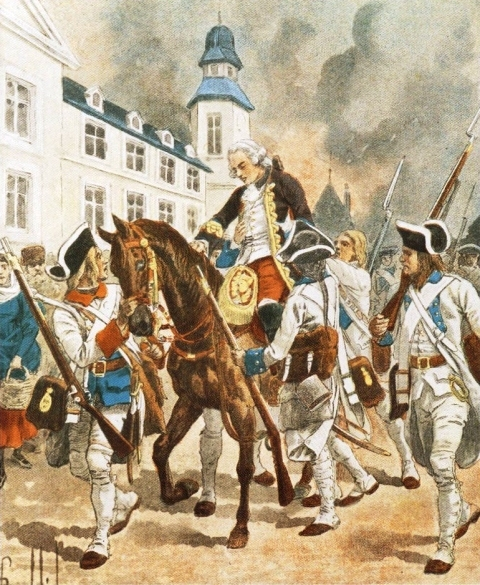 battlecast General Montcalm Quebec Watercolour by Louis Bombled