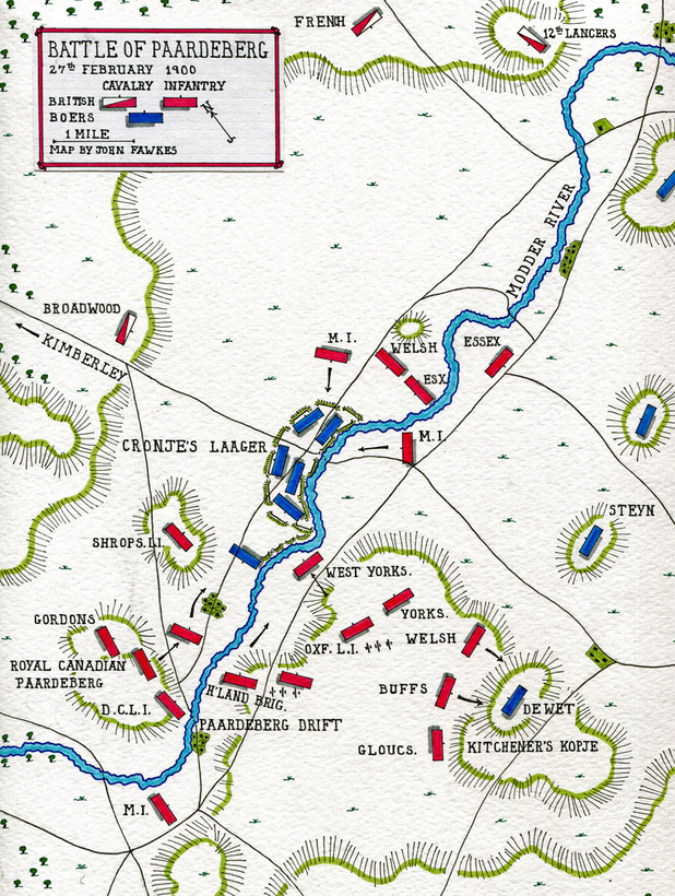 Boer War Battle of Paardeberg map