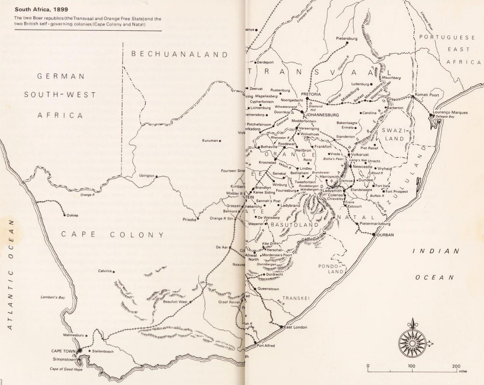 South Africa 1899 Boer War Map